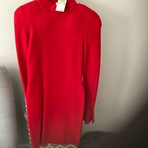 Michael Kors red dress with ruffle sleeves